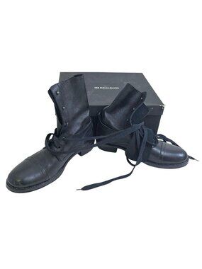 Ann Demeulemeester Black Leather Lace Up Boots IT 40 Italy Women Box Dust Bag